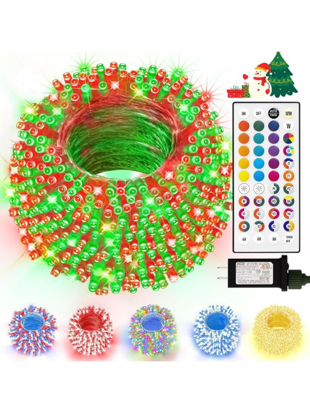 Color Changing Christmas String Lights, 99Ft 300 LED with Remote Control